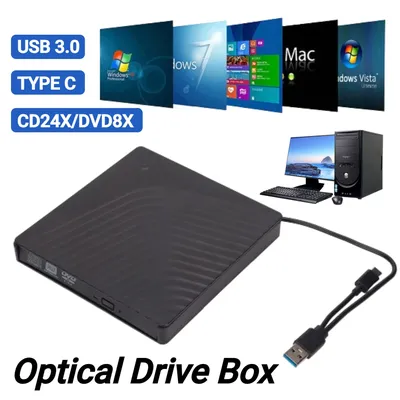 USB 3.1 Type C CD Recorder Plug and Play External CD DVD Drive Portable CD DVD Burner RW DVD CD