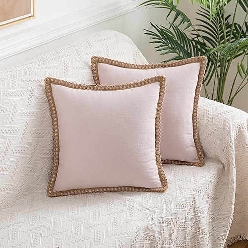 Coolste Kissen, dekorative Wurfkissen, Wurfkissenbezug, getufteter Bauernhaus-Kissenbezug, bester Kissenbezug für Schlafzimmer, Wohnzimmer, Rosa, Blau, Salbeigrün, Lila, Gelb, gebranntes Orange Image