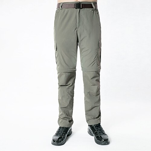 Herren Abzippbare Hosen Wanderhosen Sommer Frühling Herbst Außen Normale Passform Schnelltrocknend Schweißableitend Verschleißfestigkeit Kratzfest Hosen Schwarz Armeegrün Elasthan Jagd Angeln Klettern Image