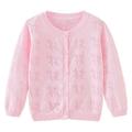 XFYSSS Casual Girls Fashion Cute Solid Color Thin Cut Hollow Breathable Long Sleeved Button up Cardigan Coat Girl Knitting Cotton Coat