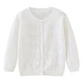 XFYSSS Casual Girls Fashion Cute Solid Color Thin Cut Hollow Breathable Long Sleeved Button up Cardigan Coat Girl Knitting Cotton Coat