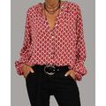 camicetta da donna San Valentino casual quotidiano floreale regolare top manica lunga scollo a V bottoni stampa vestibilità regolare quotidiano nero rosa blu autunno inverno