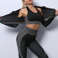 Per donna Collant e reggiseno sportivi Set di yoga 3 pezzi Color Block Set di abbigliamento atletico Completo tuta Nero Rosa Yoga Fitness Allenamento in palestra Vita alta Traspirante Morbido Manica