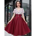 Abiti Grease in stile rétro vintage anni '50 abito midi rockabilly abito swing abito svasato vita alta a pois abito elegante a linea A scollo a V profondo carnevale Capodanno tea party abbigliamento