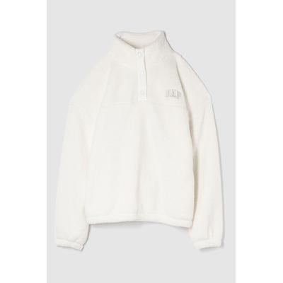 Gap Womens White Half Snap Sherpa Fleece - White