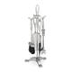 Relaxdays Fireplace Tool Set, 5-Pieces, Poker, Ash Shovel, Broom, Stand, Tongs, Iron, Sturdy Base, Accessories, Silver, 54 x 21 x 20 cm