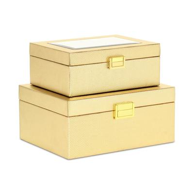 Woven Pattern Storage Box Set - 10.25" - Gold - Set of 2