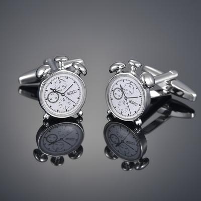 TEMU 1pair Stylish, Simple And Elegant Silvery Alarm Clock Cufflinks, Jewelry Gifts For Men, Shirt Suit Accessories, For Christmas And Halloween Gifts For Husband, Father, Boyfriend