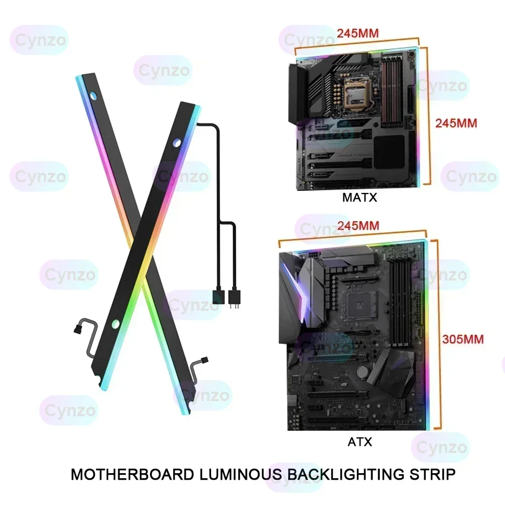 ARGB ATX Motherboard IO Beleuchtungsrückplatte, Computer-Host beleuchteter MATX PC MOD dekorativer Desktop-Hintergrundbeleuchtungsstreifen AURA SYNC Image