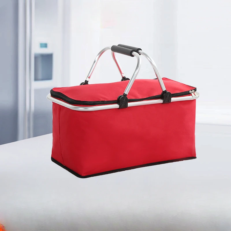 Tragbarer Picknickkorb aus Oxford-Stoff, isolierter Campingkorb, verdickte Aluminiumfolie, zusammenklappbarer Picknickkorb zum Mitnehmen Image