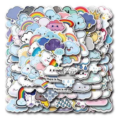 55/110PCS Cartoon Wolke Aufkleber Pack Nette Graffiti Dekoration Skateboard Fahrrad Koffer Kühlschrank Wasserdicht Aufkleber Kinder Spielzeug Image