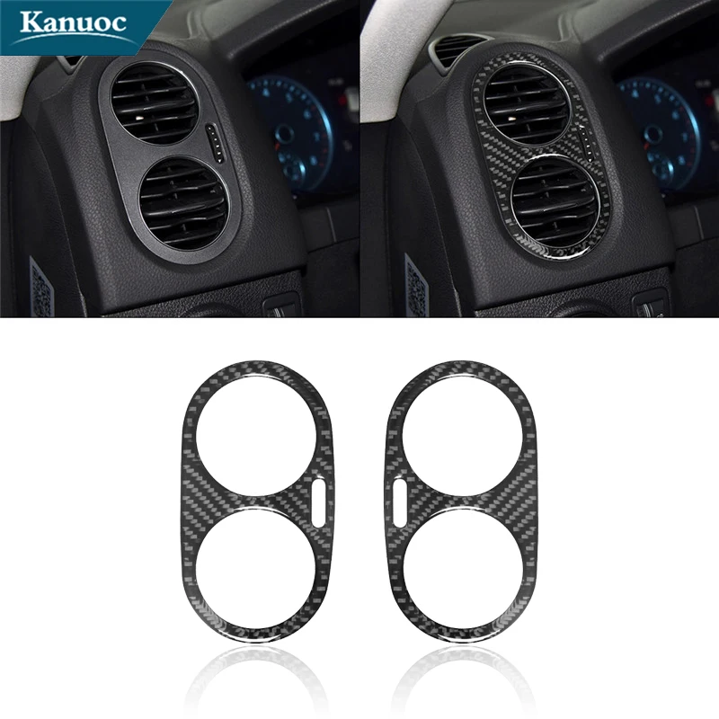 Auto Innen Dekorative Zubehör Für Volkswagen Tiguan 2013 2014 2015 2016 2017 Carbon Fiber Vorne Hinten Air Vent Aufkleber Image