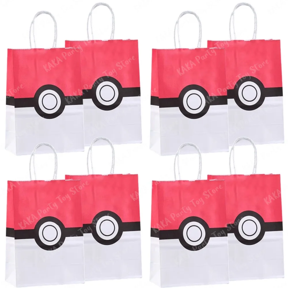 4/8/12Pcs Pokemon Party Geschenk Taschen Pokeball Papier Cookies Süßigkeiten Taschen für Baby Dusche Kinder Geburtstag party Dekorationen Lieferungen Image