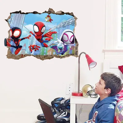 Niedliche Mini-Spiderman-Superhelden-Wandaufkleber für Kinderzimmer, Dekoration, Zuhause, Image