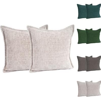 Mojawo - 2er Set Chenille Kissenbezug 45x45cm-M702739-Grün-var