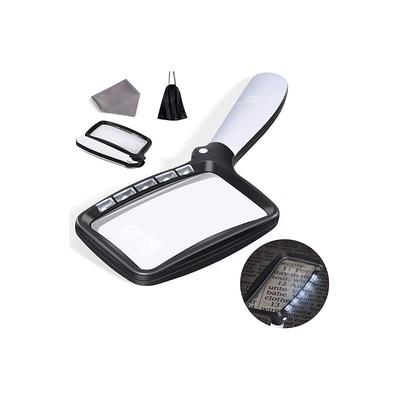 Ahlsen - Rechteckige Leselupe mit 5 LED-Leuchten, 3-fache großformatige Leselupe mit dimmbarer led Image