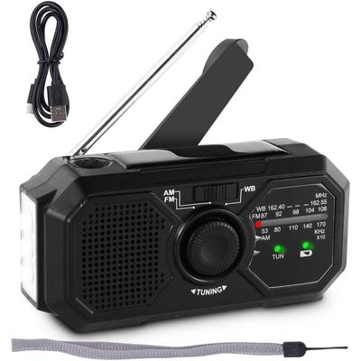 Aougo - Kurbelradio Solarlade-Handkurbel-Stromerzeugungsradio, aufziehbares Solarradio für das Image