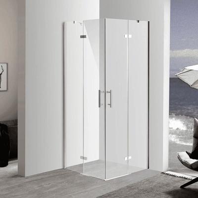 Duschkabine 80x90 Falttür Eckeinstieg mit Edelstahlstangen Scharniertür,5 mm ESG-Glas,H 185 cm Image