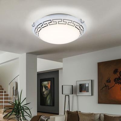 Globo - Deckenleuchte Glas satiniert Deckenlampe gemustert Flurleuchte rund, Metall, 1x led 12W Image