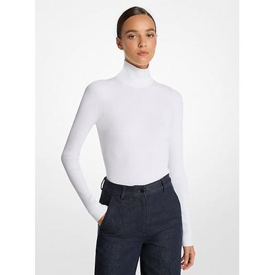 Michael Kors Stretch Viscose Turtleneck Bodysuit White M