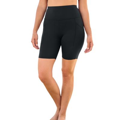 Plus Size Women's High-Waist No-Slip Swim Bike Short by Swim 365 in Black (Size 32)