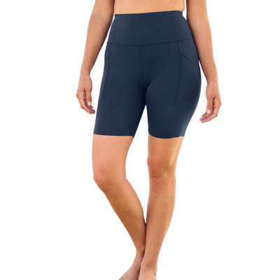 Plus Size Women's High-Waist No-Slip Swim Bike Short by Swim 365 in Navy (Size 24)