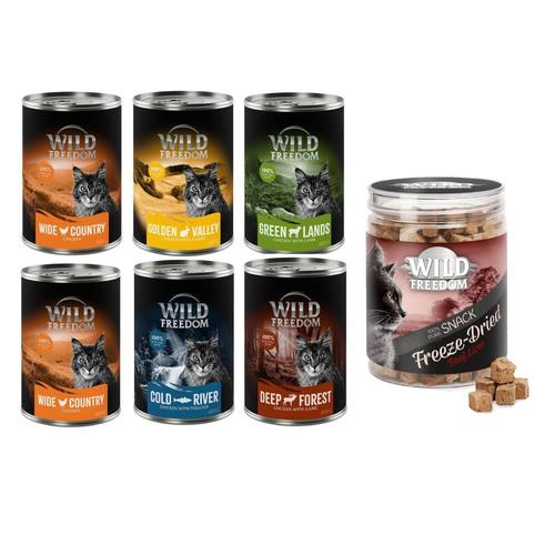 Wild Freedom Kombi-Paket: 24 x 400 g Adult Nassfutter + 3 x 45 g RAW - Mixpaket 1 (Huhn,...