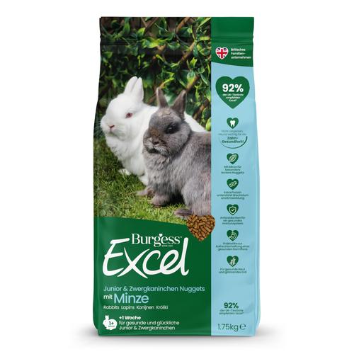 1,75kg Burgess Excel Junior & Dwarf Rabbit Nuggets mit Minze Kaninchenfutter