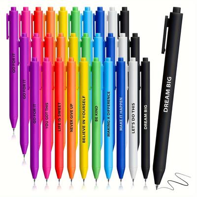 TEMU 30pcs Assorted Color Ballpoint Pens With Pen , Inspirational Pens Bulk, Motivational Quotes, Smooth Writing Pens, Ink Pens For Writing, Gifts For Men Women Office Coworker Image