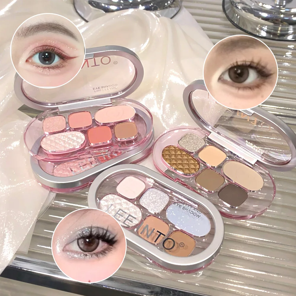 LEE INTO 6-Farben-Lidschatten-Palette, matte Glitzer-Lidschatten-Palette, langlebig, gute Farbwiedergabe Image