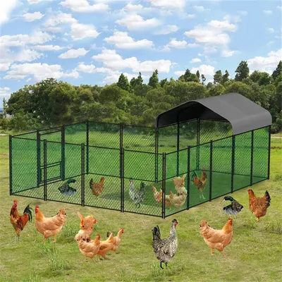Heavy Duty XXL Chicken Run Coop Cage Walk In Coop Geflügel Henne Kaninchen Metall Zwinger Hutch Stift mit wasserdichter UV-Abdeckung im Freien