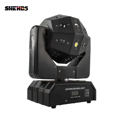SHEHDS 1pcs LED Beam RGBW Projector 16X3W Football Laser Moving Head Light Red Green Scanner for Party Disco Christmas Bar Light
