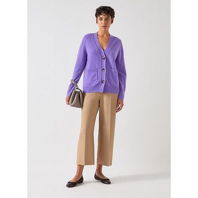 Carine Purple Wool Pocket Detail Wool Cardigan Lilac, Lilac