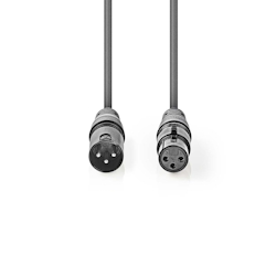 Nedis Balanced Audio-Kabel - XLR 3-Pin Stecker - XLR 3-Pin Buchse - Vernickelt - 20.0 m - Rund - PVC - Dunkelgrau - Kartonverpackung Image
