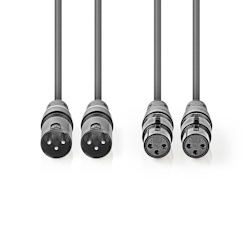 Nedis Balanced Audio-Kabel - 2x XLR 3-Pin Stecker - 2x XLR 3-Pin Buchse - Vernickelt - 1.50 m - Rund - PVC - Dunkelgrau - Kartonhülle Image