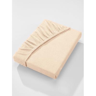 Betttuch BIBERNA Gr. 1, beige (sand), B:90-100cm L:190-200cm, Mako-Jersey, 100% Baumwolle, Laken Image