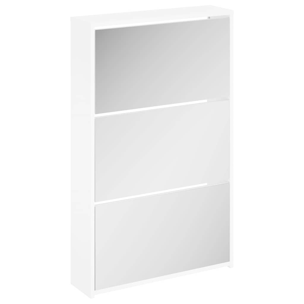 vidaXL Schuhschrank mit Spiegel 3-lagig Hochglanzweiß 63x17x102,5 cm Image