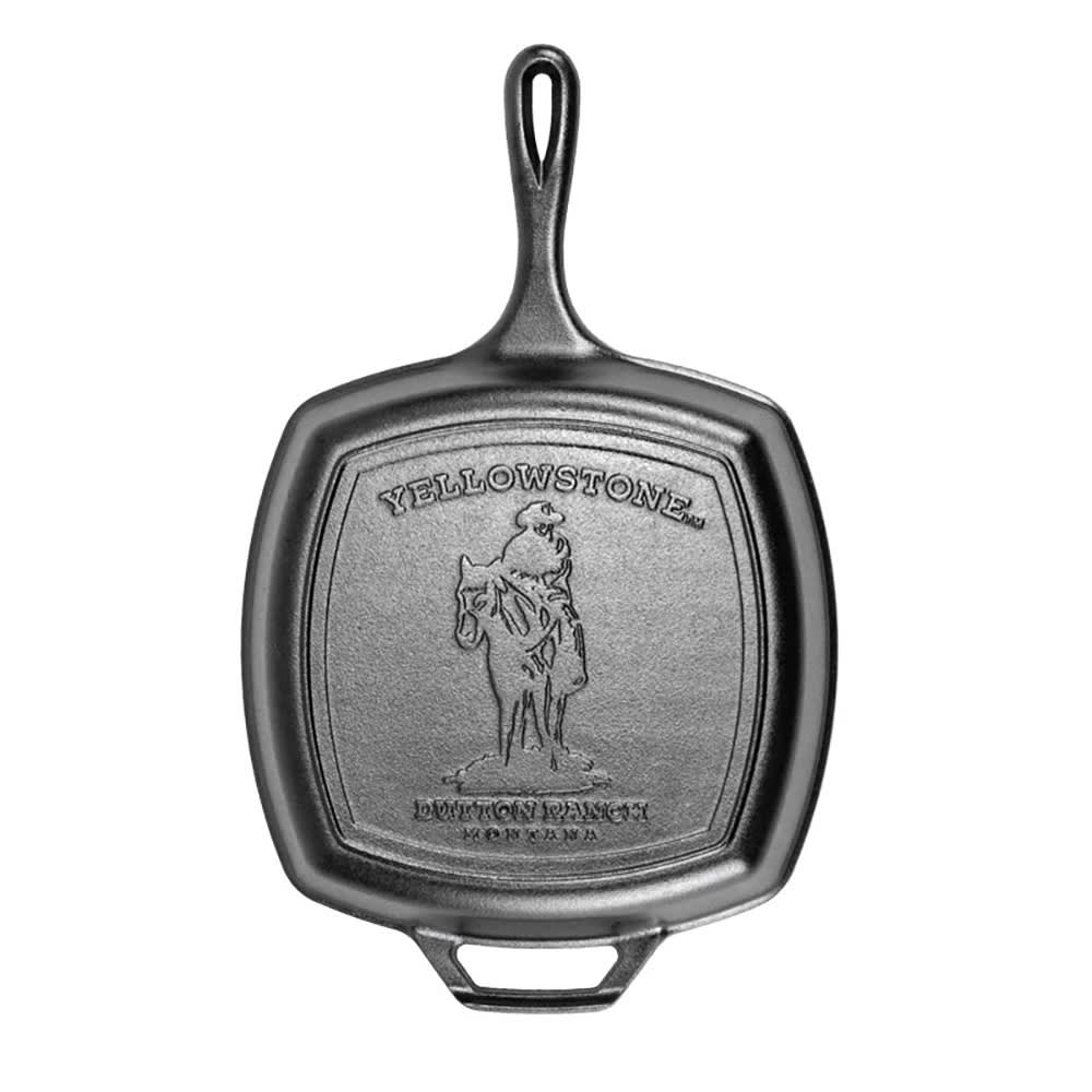 Lodge L8SGPYW 10 1/2" Square Yellowstone Cast Iron Grill Pan, Cowboy, Black