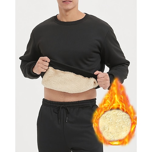 Homme Sweat shirt Noir Blanche Col Ras du Cou Plein Sport Loisir du quotidien Vacances Polyester Vêtement de rue Décontractées Sweat polaire Automne hiver Vêtement Tenue Pulls Capuche Pulls