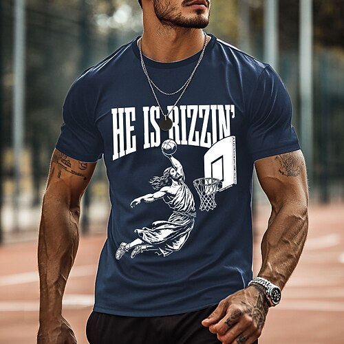 Homme Basket-ball Jésus T-shirt Manche Courte T-shirt Impression 3D Col ras du cou Chemise Mode Athleisure Rue Sport en Plein Air Quotidien Noir Bleu Vert foncé Été Printemps Vêtement Tenue S M L XL
