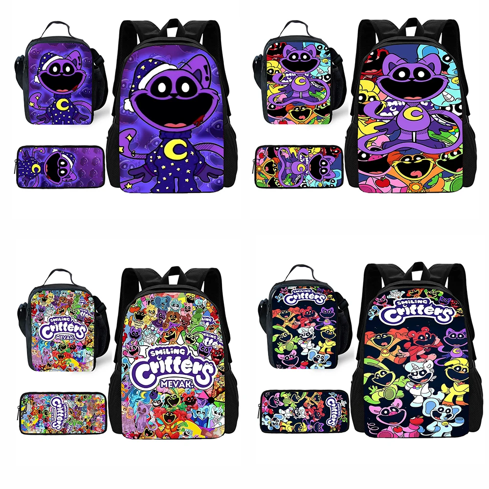 Sac à dos d'école pour enfants, mignon pour les biches souriants, avec sacs à déjeuner, sacs à crayons, sacs d'école pour garçons et filles, meilleur cadeau