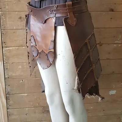 Mittelalterlicher Wikinger-Piratenritter aus Leder, Kriegskampf, Beinrüstung, Vintage-Gürtel, Cosplay, römischer Gladiatorrock Image