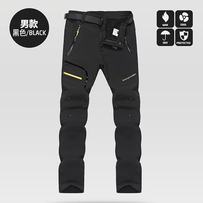 women's outdoor windproof waterproof hiking mountain ski snow pants, soft shell fleece lined trousers#0926f-blue,us m