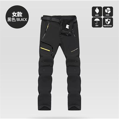 women's outdoor windproof waterproof hiking mountain ski snow pants, soft shell fleece lined trousers#0926f-blue,us m