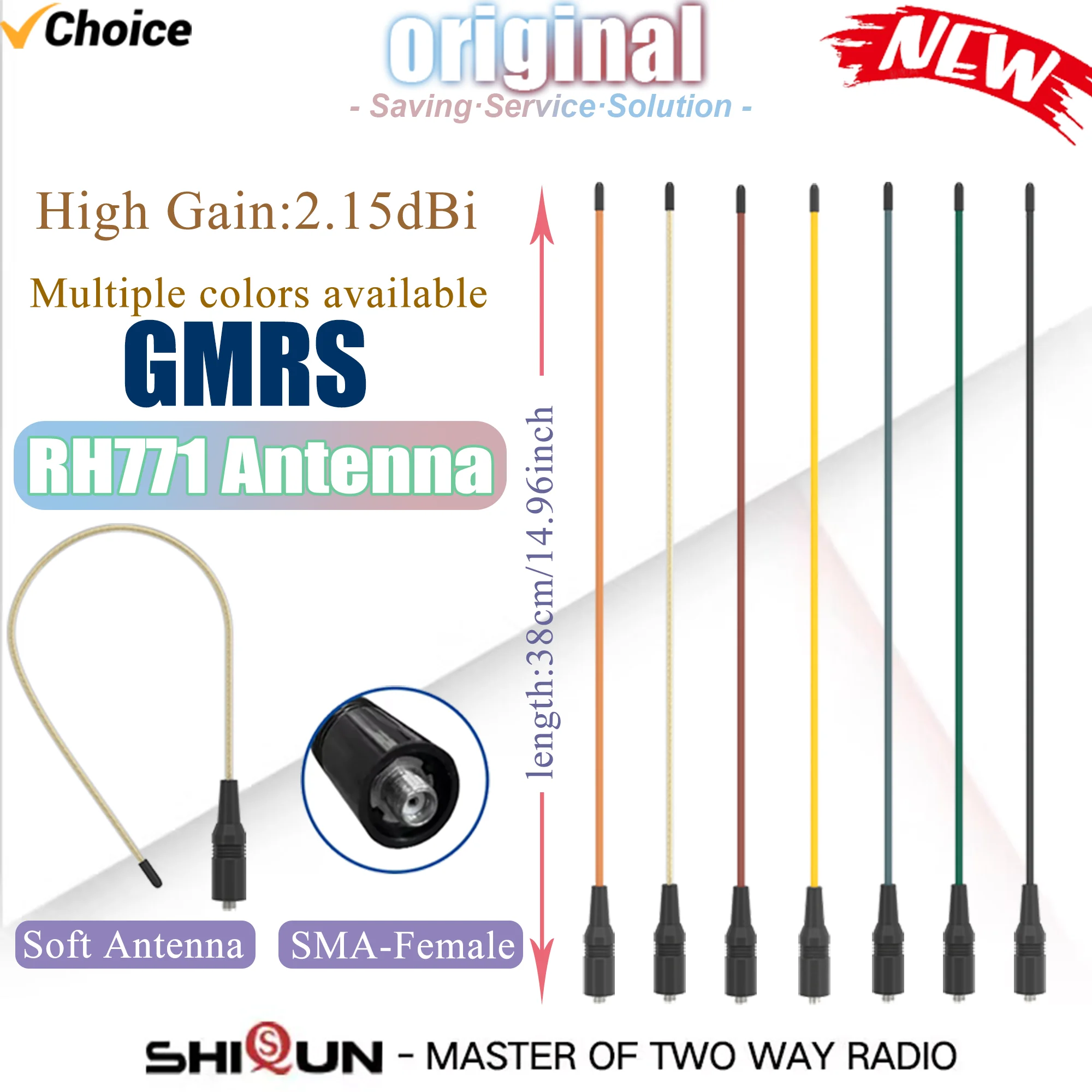 RH771 High Gain GMRS Antenne Dual Band VHF UHF SMA-Buchse Flexible Antenne 155/462 MHz Baofeng Walkie Talkies 136-174/400-520 MHz Image