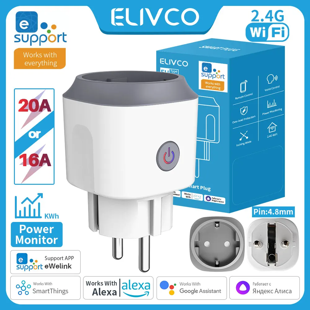 eWelink WiFi Smart Plug 16A/20A EU Smart Steckdose mit Power Monitor Timing Unterstützung Alexa Google Home Yandex Alice SmartThings Image
