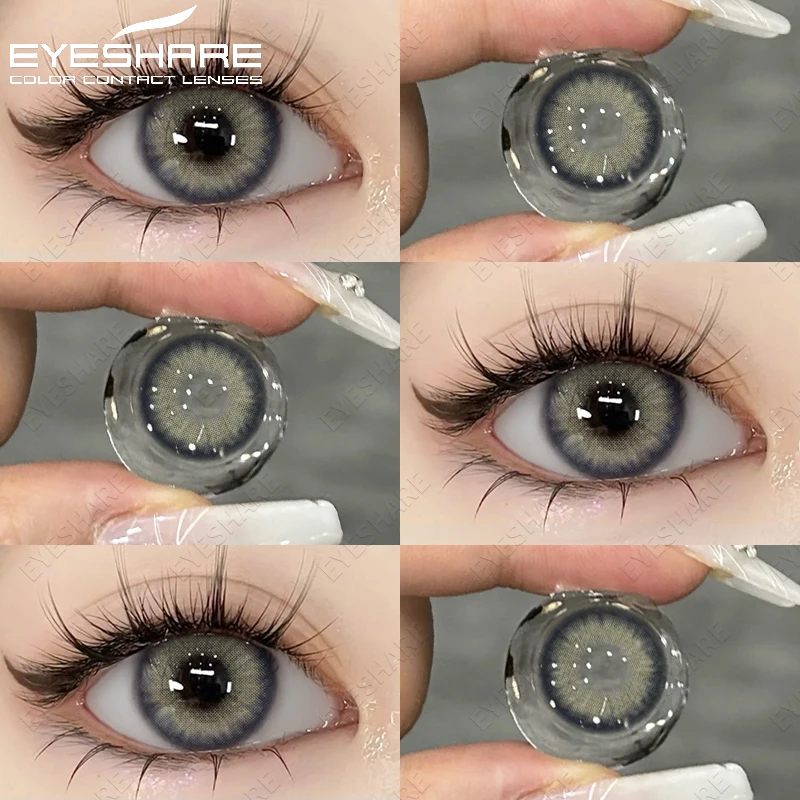 EYESHARE 1 Paar farbige Kontaktlinsen, natürliches Aussehen, graue Augenlinsen, braune Kontaktlinsen, blaue Linsen, jährliche kosmetische grüne Augenlinse Image