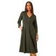 Roman Womens Petite V-neck Button Detail Stretch Dress - Green - Size 18 UK | Roman Sale | Discount Designer Brands