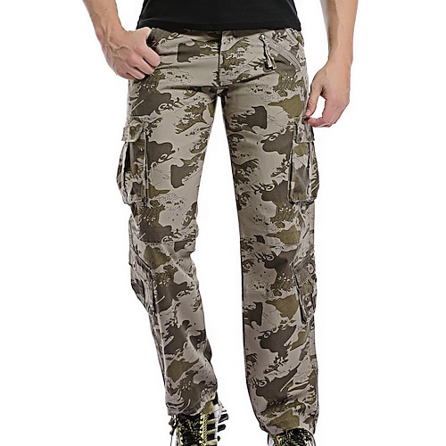 Herren Wanderhosen Cargohosen Taktische Hosen Militär Außen Rasche Trocknung Atmungsaktiv Schweißableitend Verschleißfestigkeit Baumwolle Cargohosen Unten Dschungeltarnung Armeegrün Schwarz Tarnung Image