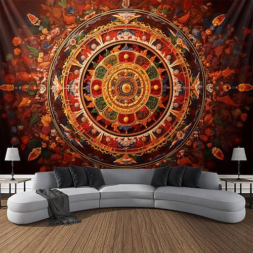 Indischer Mandala-Hängeteppich, Wandkunst, großer Wandteppich, Wanddekoration, Fotografie, Hintergrund, Decke, Vorhang, Zuhause, Schlafzimmer, Wohnzimmer, Dekoration Image
